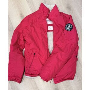 Abercrombie & Fitch Red Sherpa Lined Jacket XL Y2K Vintage Windbreaker Gorpcore